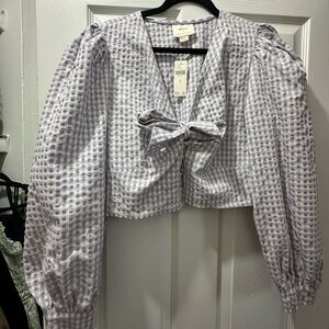 NWT Anthropologie Lilac Gingham Top